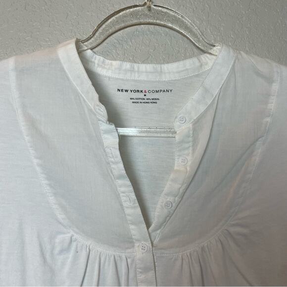 NY&CO White Modal Button Down Long Sleeve Blouse Size M - Picture 2 of 7